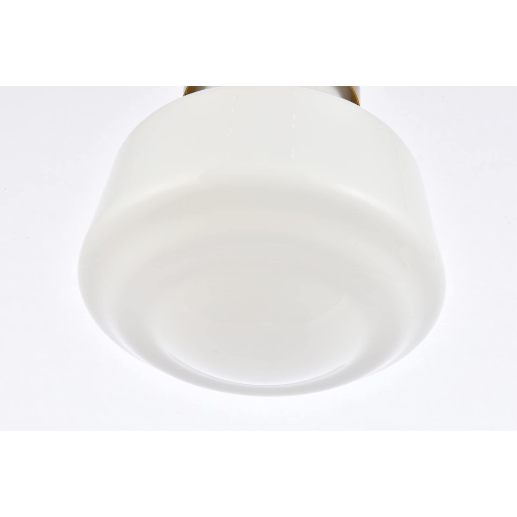 Elegant Lighting Living District Lye 1-Light Mid-Century Metal Pendant in Brass and Frosted White