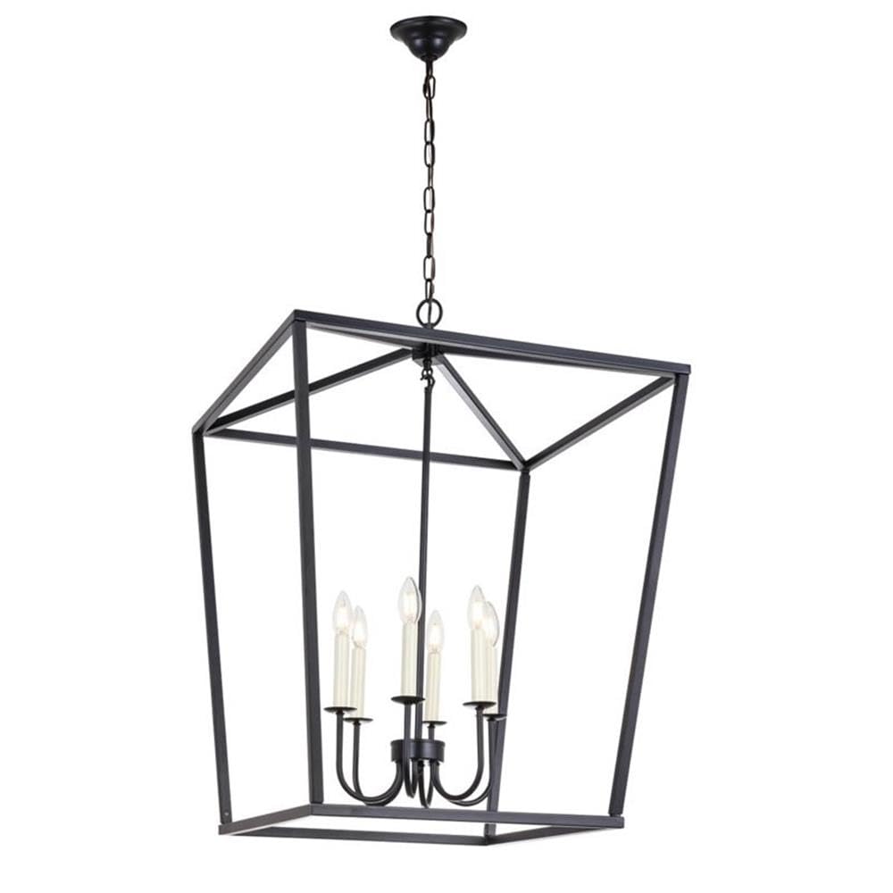 Living District Maddox 6-Light Black Metal Chandelier - Modern Ceiling Fixture