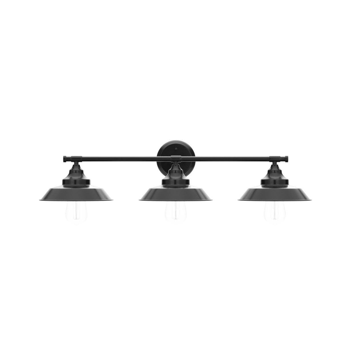 BesLowe 3-Light Wall Sconce, Industrial Rustic Metal Vanity Light Fixture, Black, Model W2561-03-BK