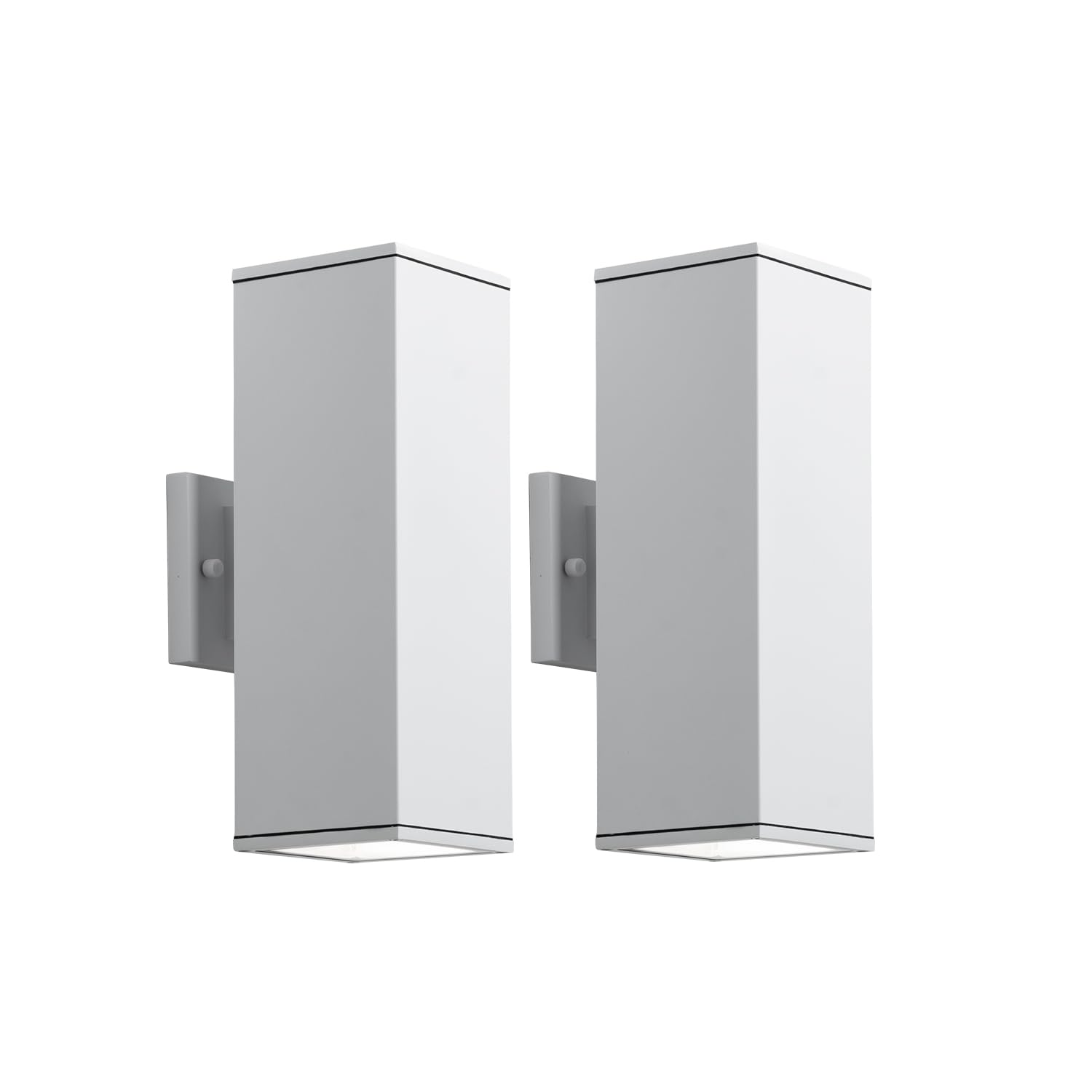 mirrea 14in Outdoor Porch Light, 2-Pack Waterproof Wall Sconce, Aluminum, Matte White, Model BH004