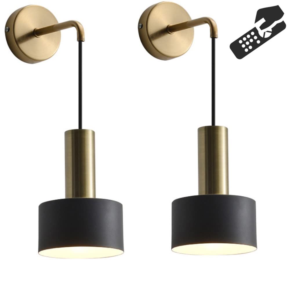 Kefa Battery Operated Wall Lights With Remote, Modern Black Led Chandelier, 2 Pack