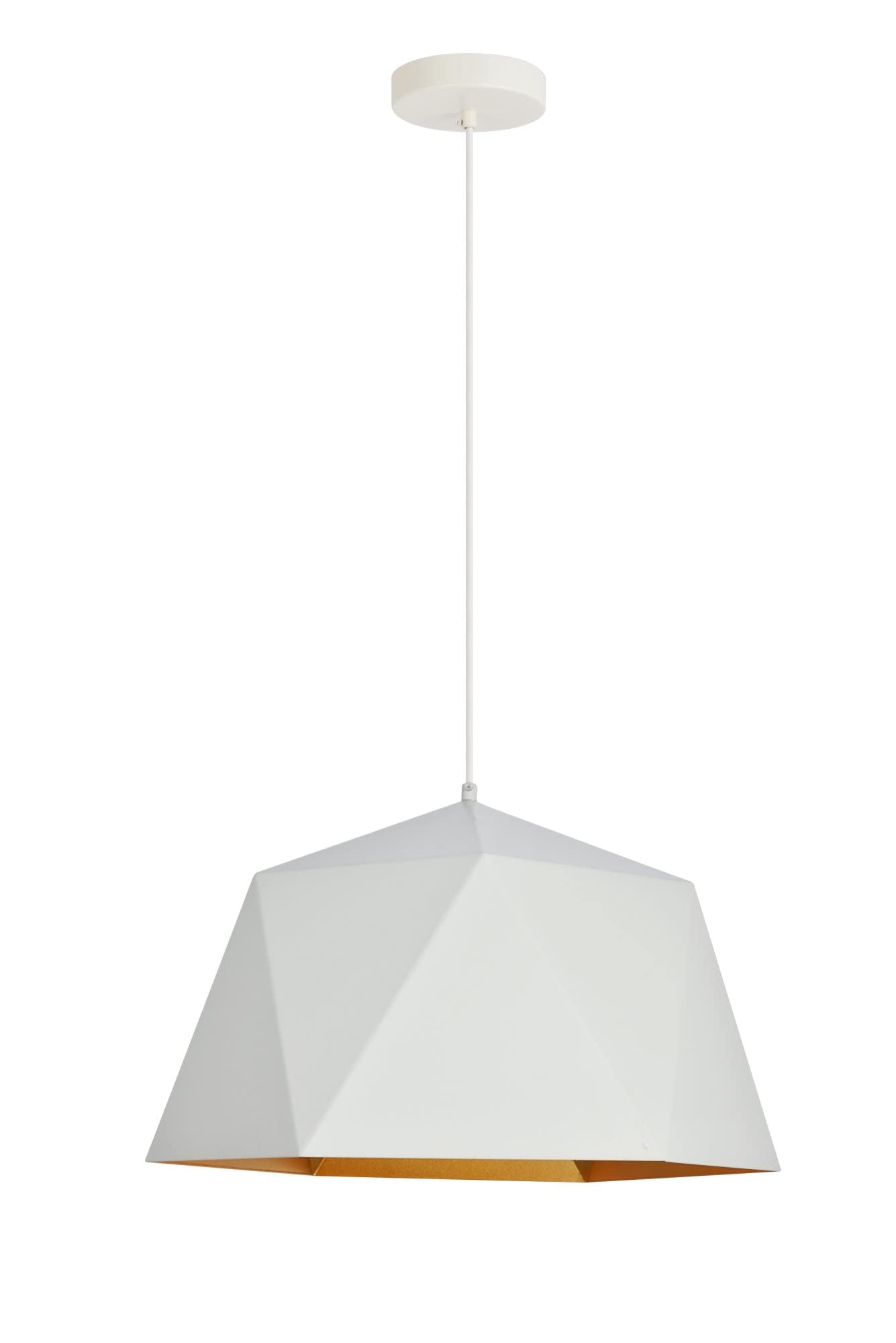 Living District Arden 1-Light Transitional Metal Pendant in White and Gold