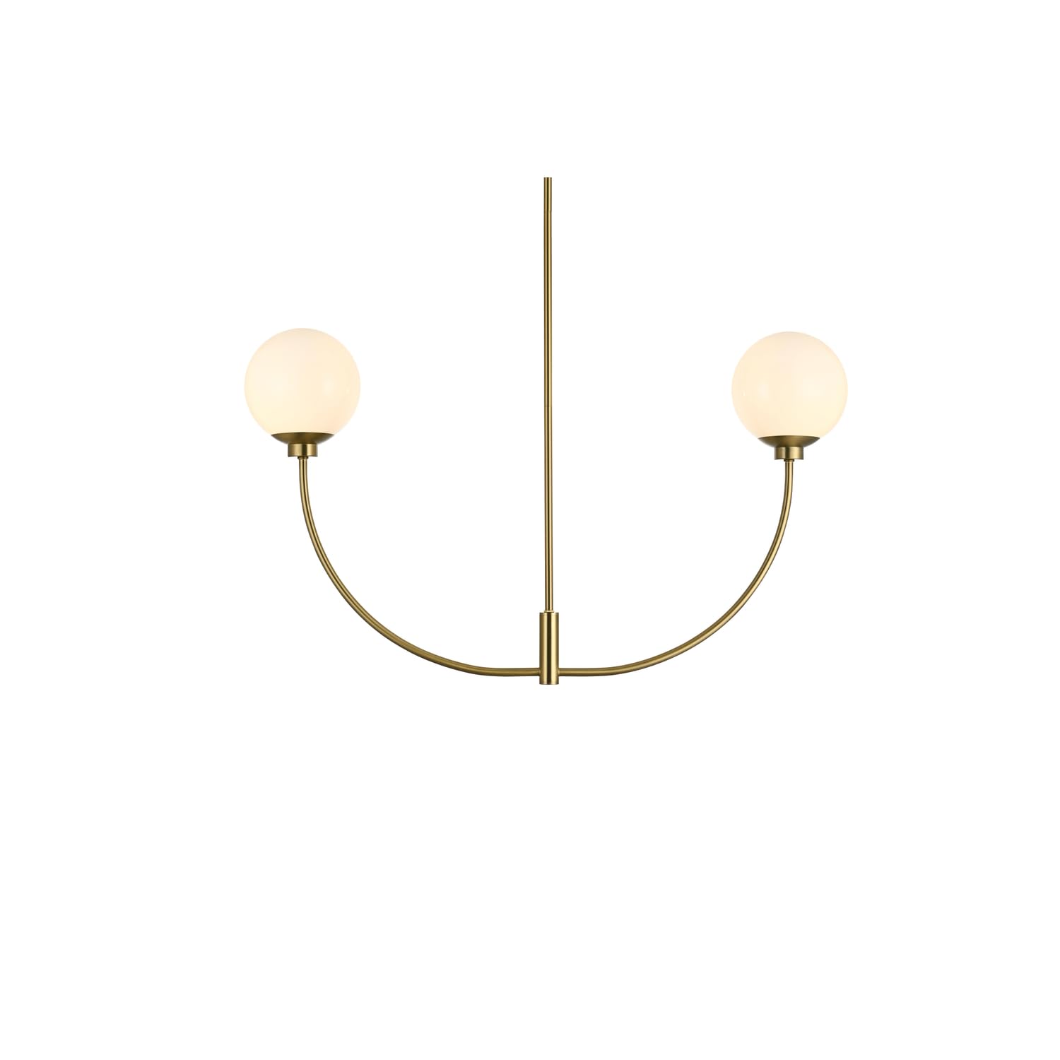 Living District 21&quot; 2-Light Satin Gold/White Metal Glass Chandelier