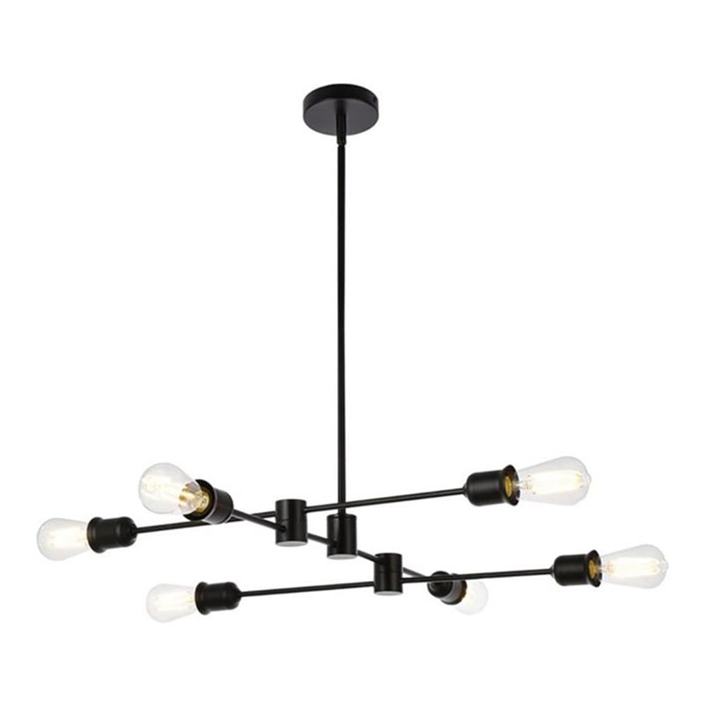 Living District Indoor Modern Home Decorative Bright Ceiling Xavier 6 Lights Pendant in Black