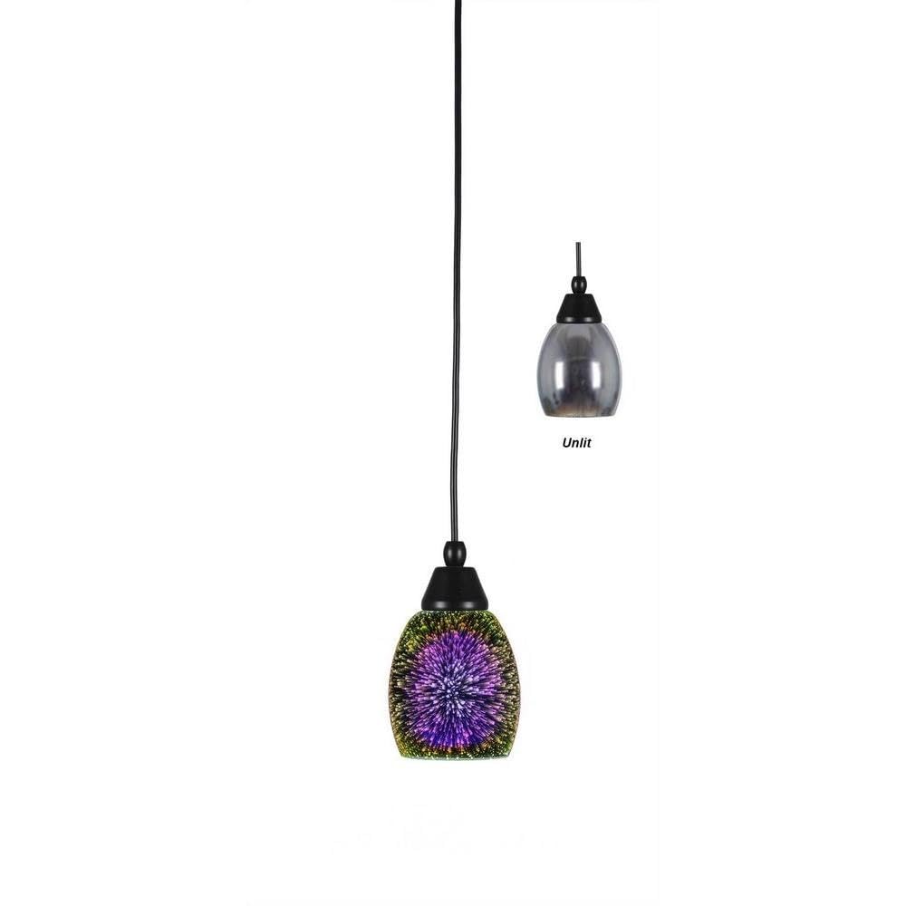 Toltec Lighting 22-Mb-6595 Any Cord Mini Pendant With 5&quot; Silver Fire Glass, 3 Light