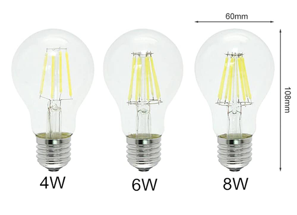 K JINGKELAI A19 Dimmable LED Edison Bulbs, 4W (40W Equivalent), Daylight White 6500K, Clear Glass, A60 E26/E27