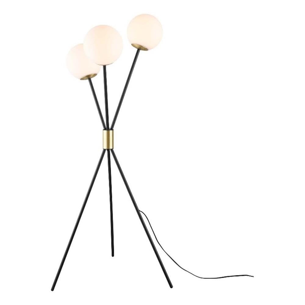 Carell Furniture 3-Light Contemporary Modern Metal Floor Lamp in Black