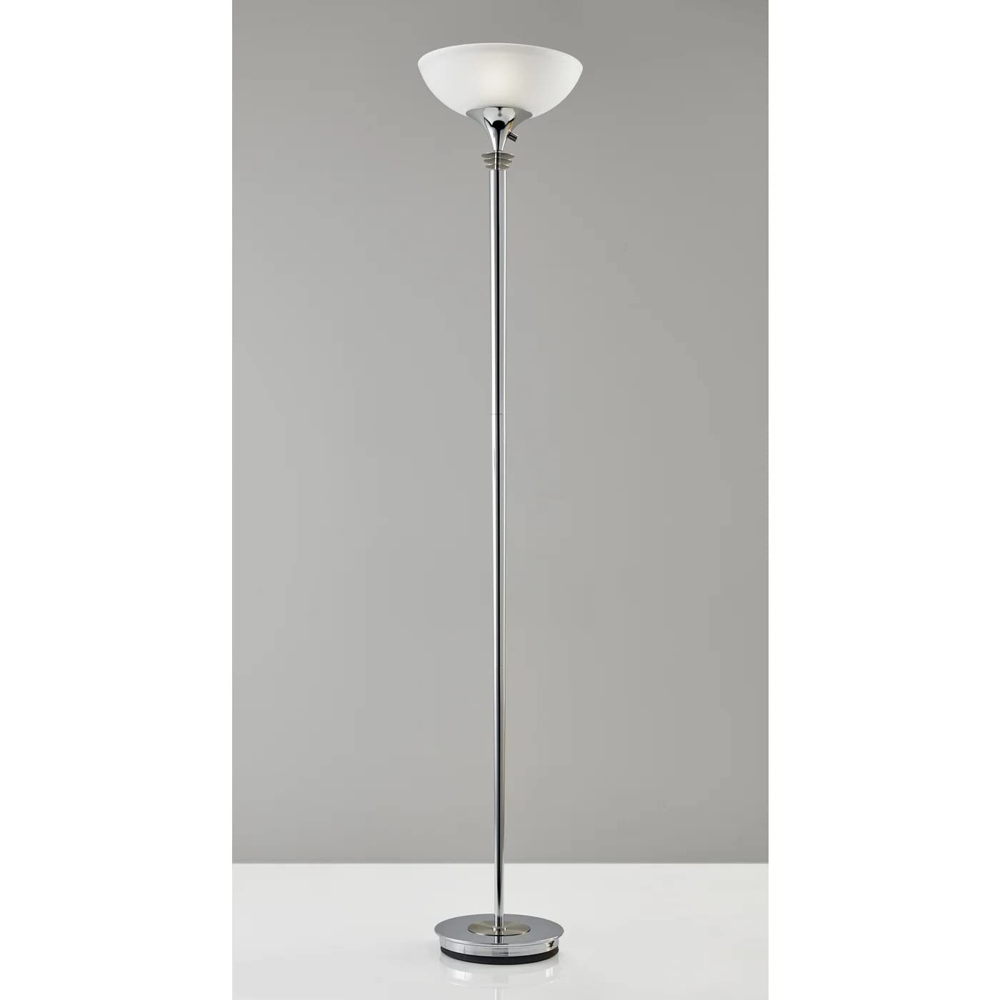 Adesso Floor Lamp 300W Torchiere, Chrome Finish, Model 5120-22, Metal Construction