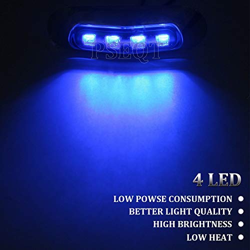 PSEQT Marine LED Lights - 3.8'' Waterproof Courtesy Deck Light, Blue, 12V/24V, PC Lens, Chrome Bezel, Ideal for Boats & Kayaks,