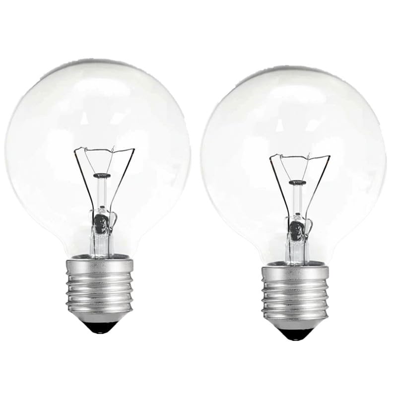 Hrsovii Globe Light Bulbs G25 40W Incandescent Dimmable  4000K Soft White Warm Glow  E26/E27 Base  3.15-inch Crystal Clear Glass for Vanity Bathroom Mirror Pendant Lighting (2 Pack)