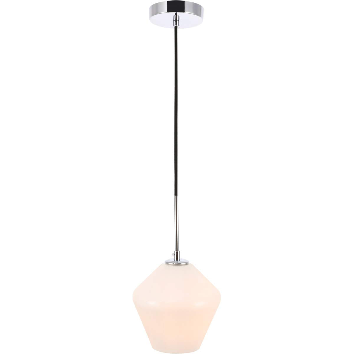 Living District Chrome Pendant Light With Frosted White Glass Shade, 1 Light Fixture