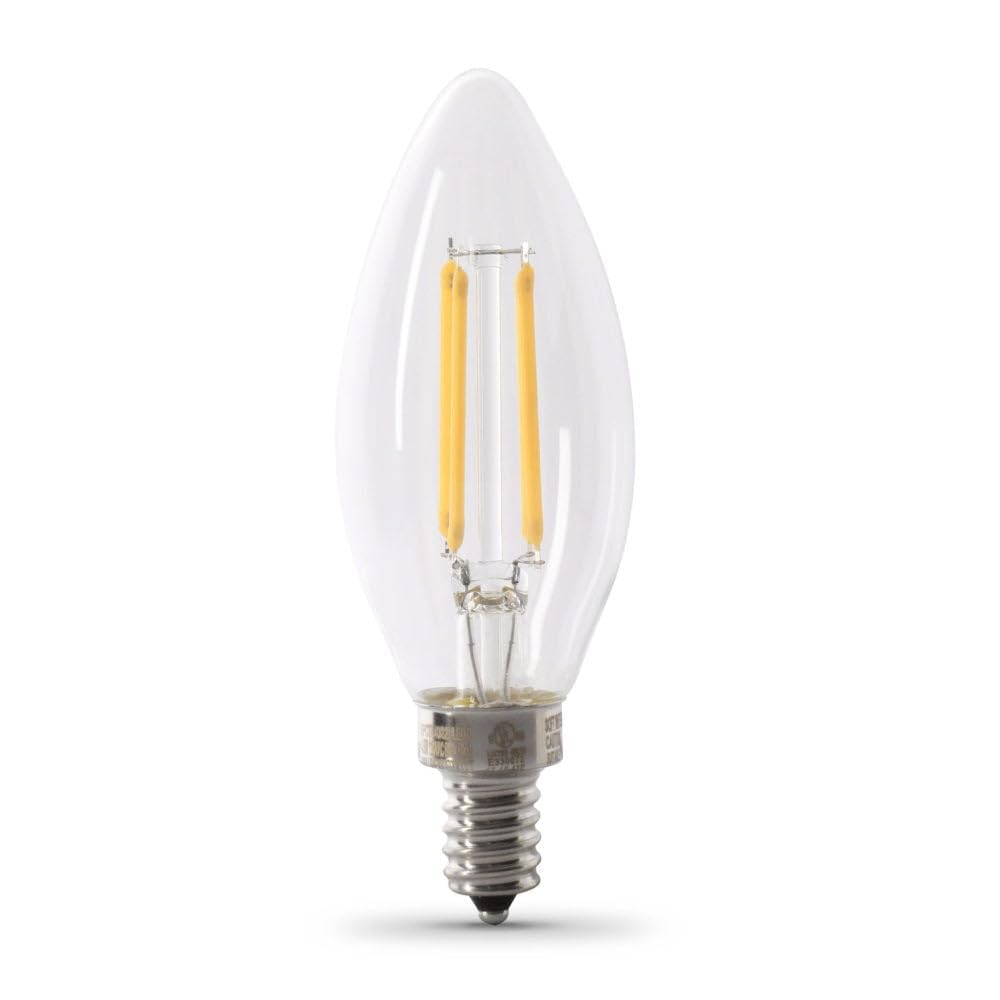 Feit Electric Candelabra LED Light Bulb, 60W Equivalent, Dimmable, E12 Base, 5000K Daylight, 6-Pack, Model CTC60/950