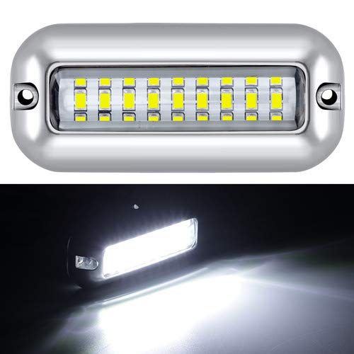 Kawell 27 LED Underwater Boat Lights Waterproof IP68 SUS316 Stainless Steel Marine Transom Lights White 55-AU786-W