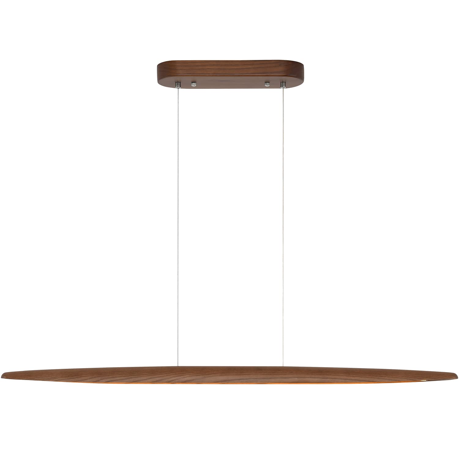 Yisdesign Walnut Wood Linear Pendant Light Fixture, 59In Dimmable Chandelier For Dining Room