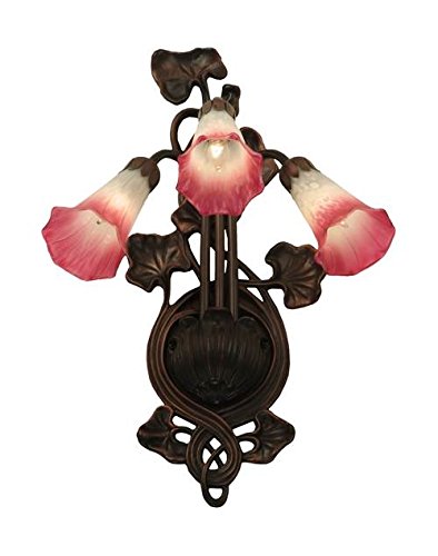 MEYDA 11318 105 in W Pink-White Pond Lily 3 Light Wall Sconce