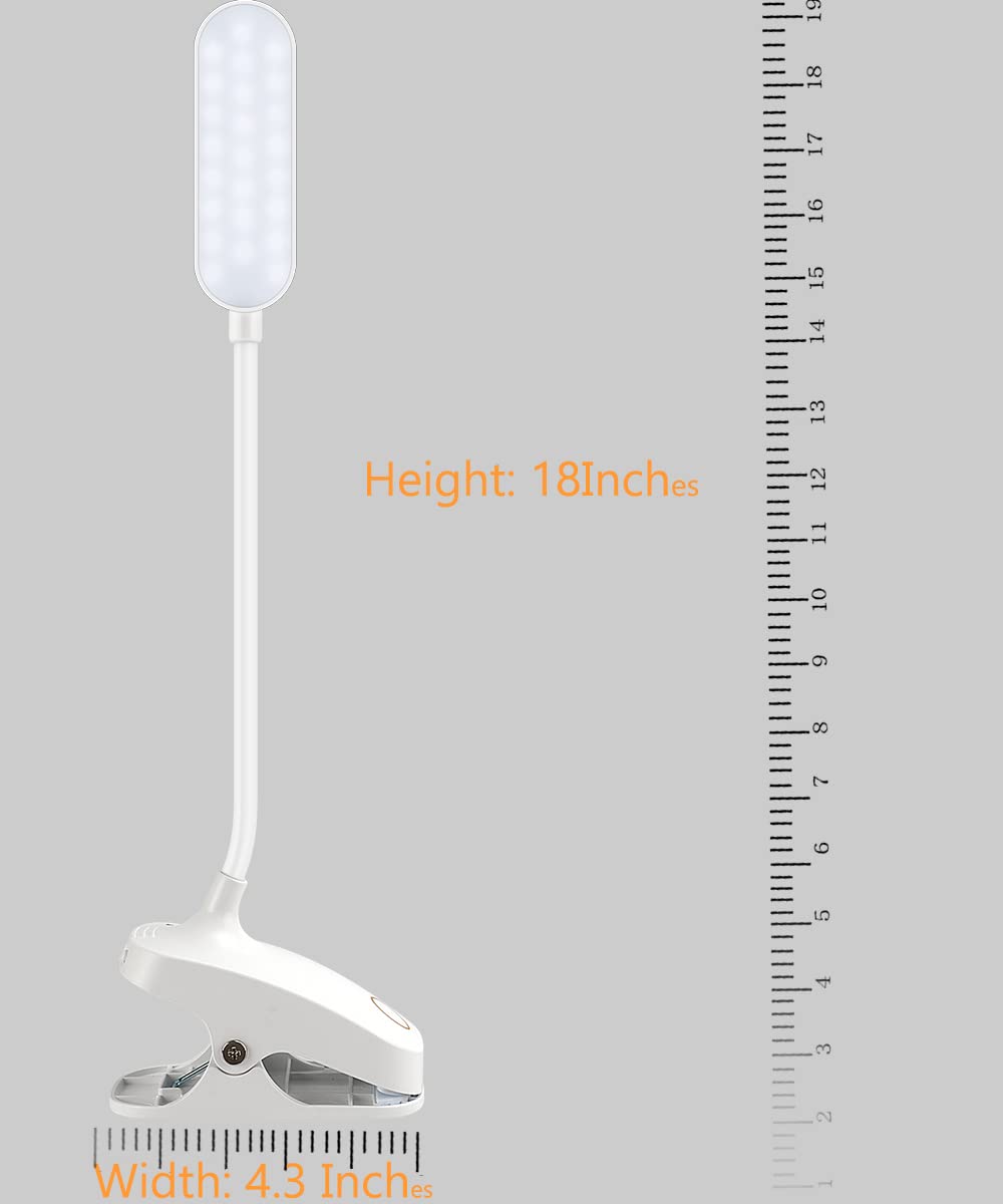 Colorlife Clip-On Desk Lamp - 7W Rechargeable Gooseneck Light, White, Model Cl-Dw01, Stepless Brightness For Reading & Work