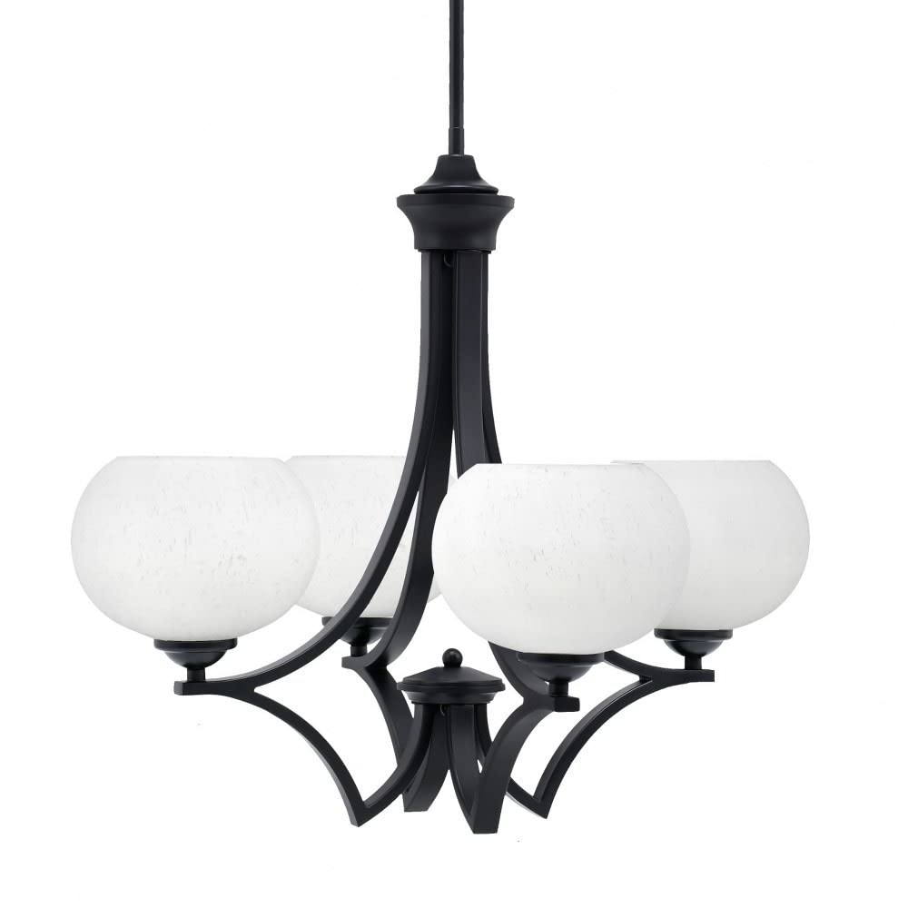Toltec Lighting 564-Mb-212 Zilo - 4 Light Uplight Chandelier-19.75 Inches Tall And 22 Inches Wide, Finish Color: Matte Black, Glass Color: White Muslin
