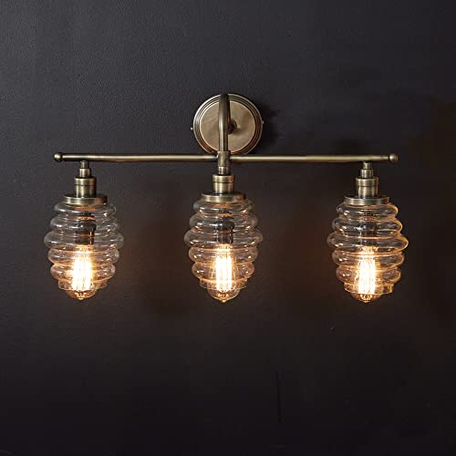CTW Home Collection Honey Hive Vanity Lamp - Brass, Clear, 23¾''W x 12''D x 14''H, Model 370839, Indoor/Outdoor Home Decor Accent