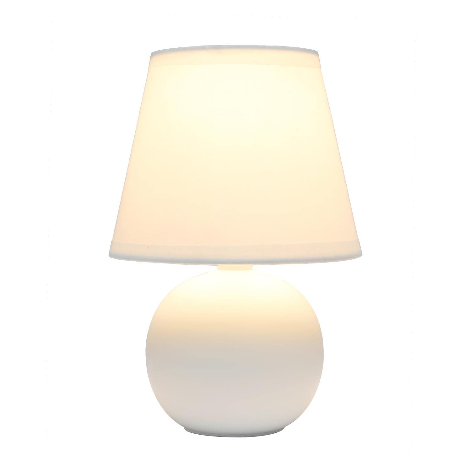 Creekwood Home Off-White Ceramic Orb Base Bedside Table Lamp With Drum Shade, 8.66"