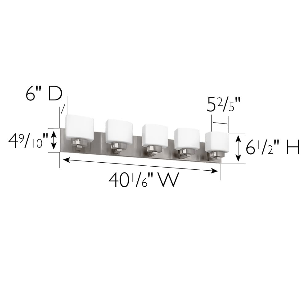 Design House Dove Creek Vanity Light Dimmable, 5-Light, Satin Nickel, Alloy Steel, Model 589507