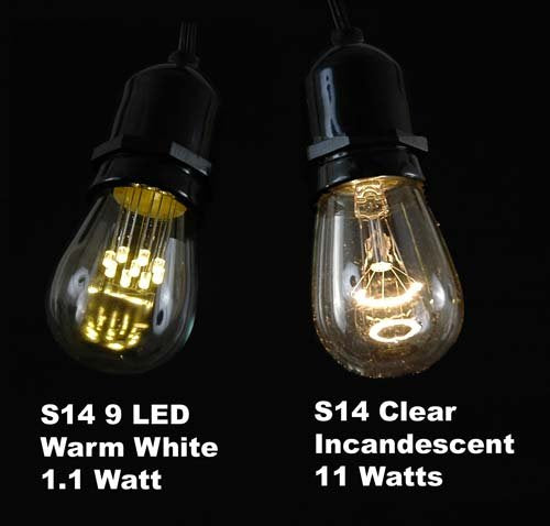 Novelty Lights 5 Pack Led S14 Outdoor Patio Edison Replacement Bulbs, Warm White, E26 Medium Base, 1 Watt