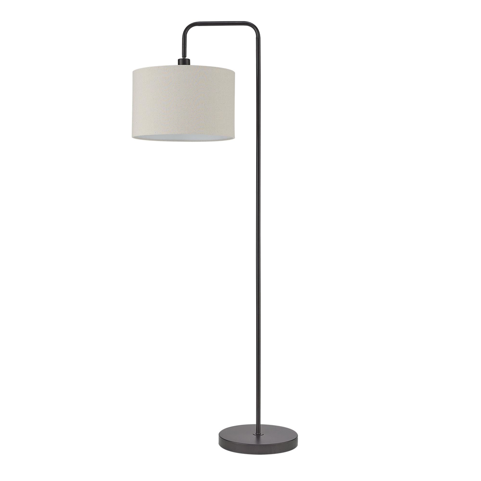 Globe Electric Floor Lamp, 58in Dark Bronze, Beige Fabric Shade, Model 67395, On/Off Socket Rotary Switch