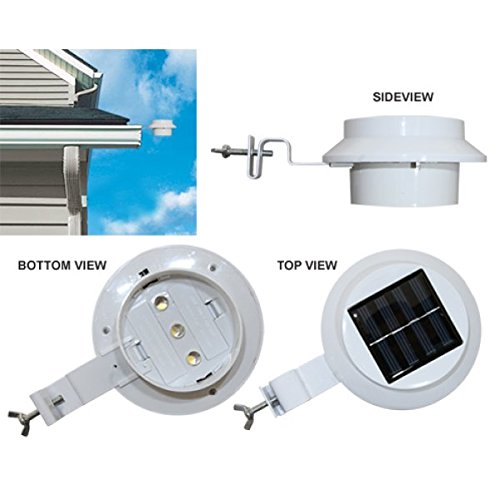 4 Pack White Solar Powered Gutter Lights Outdoor Decorative Waterproof Led Fence Lamp For Lighting Railing, Outside Wall, Deck,