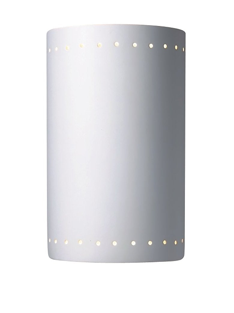 Justice Design Group Lighting CER-1295W-BIS Outdoor Wall Sconce with Ceramic Bisque Shades, White