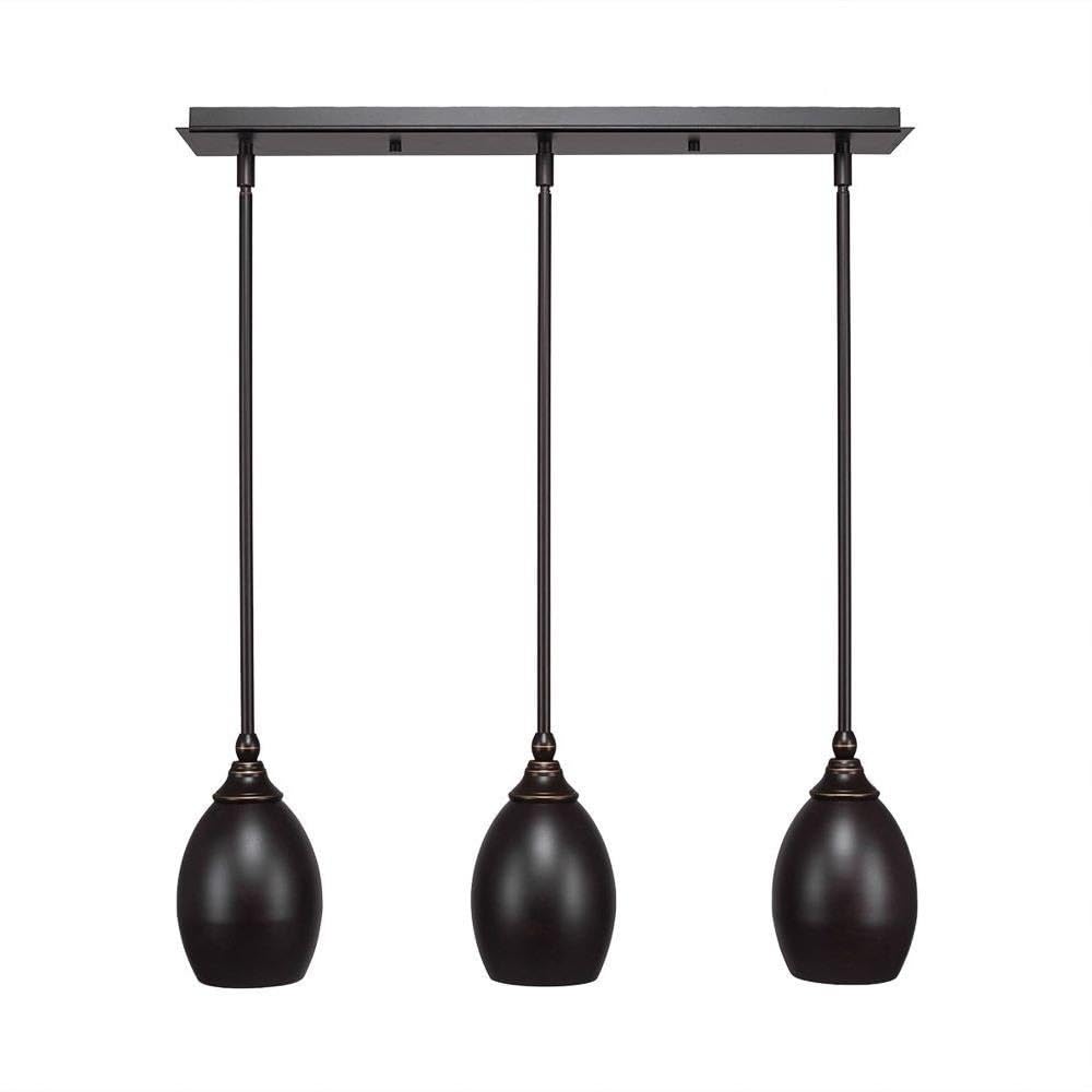 Toltec Lighting 25-Dg-426 3 Light Multi-Light Mini Hang Straight Swivel Pendant With Oval Metal Shade, 5&quot;, Dark Granite