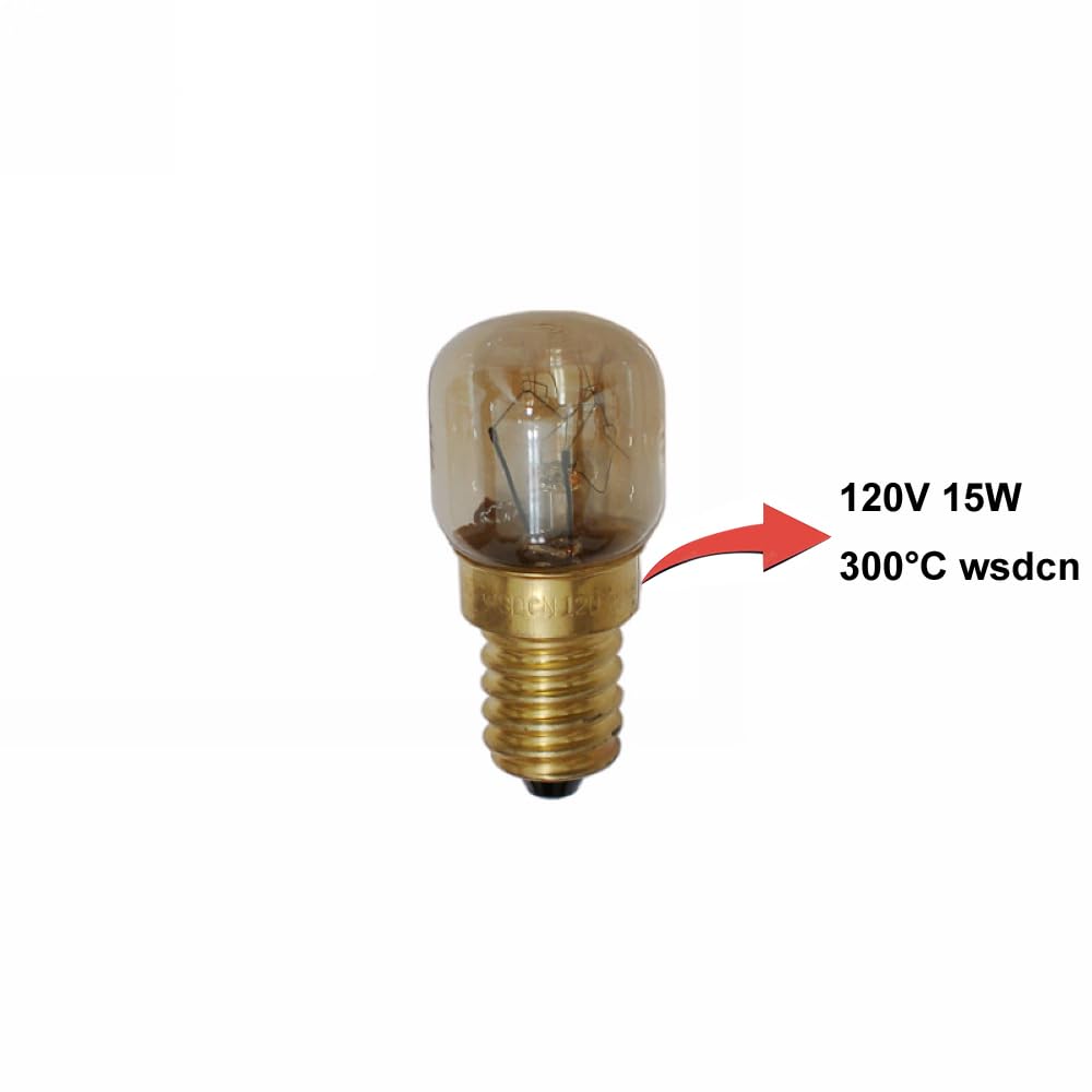 WSDCN E14 T22 15W Oven Light Bulb, Heat Resistant, 2 Pack, 120V, Copper, Ideal for Ovens, Model WOB-15-120