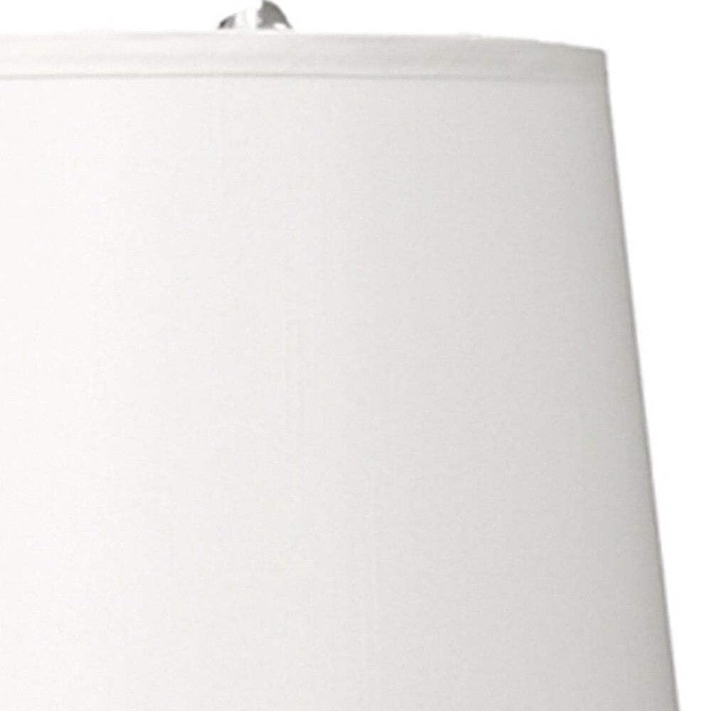 25 Silver Metal Gourd Table Lamp With White Tapered Drum Shade Silver/White