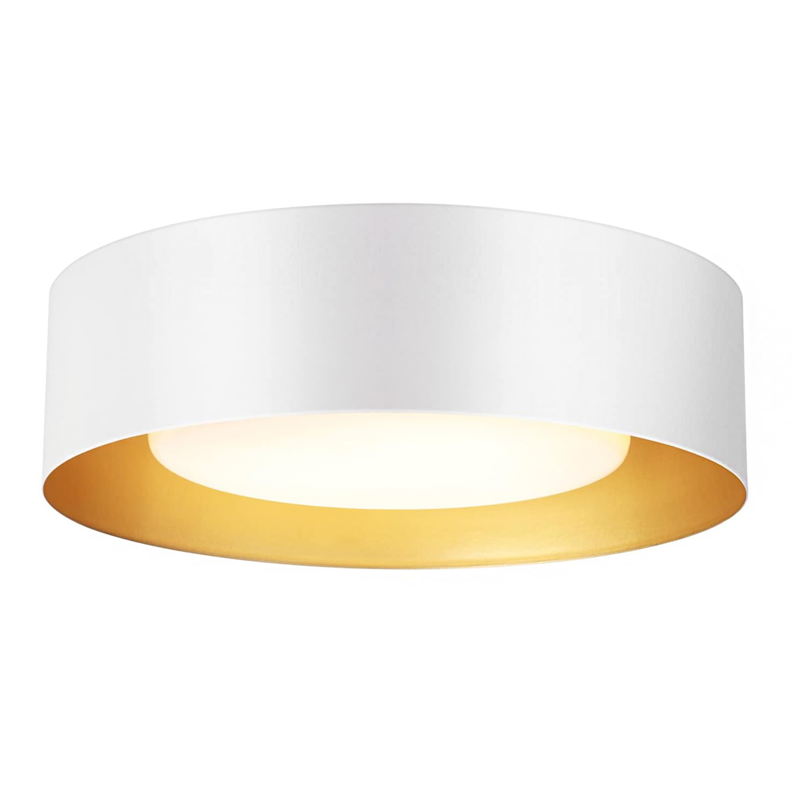 Goomavi Modern Flush Mount Ceiling Lights,Minimalist 12.5IN Round Close to Ceiling Light Fixtures,White and Gold Metal Ceiling L
