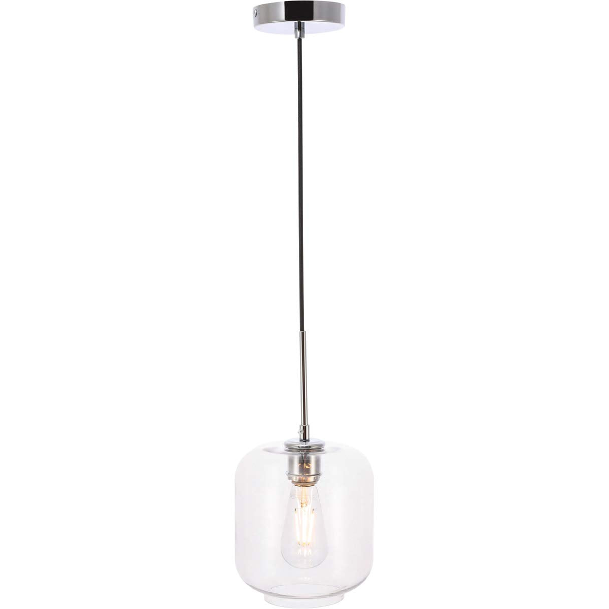 Living District Chrome Pendant Light With Clear Glass Shade, 1 Light Fixture