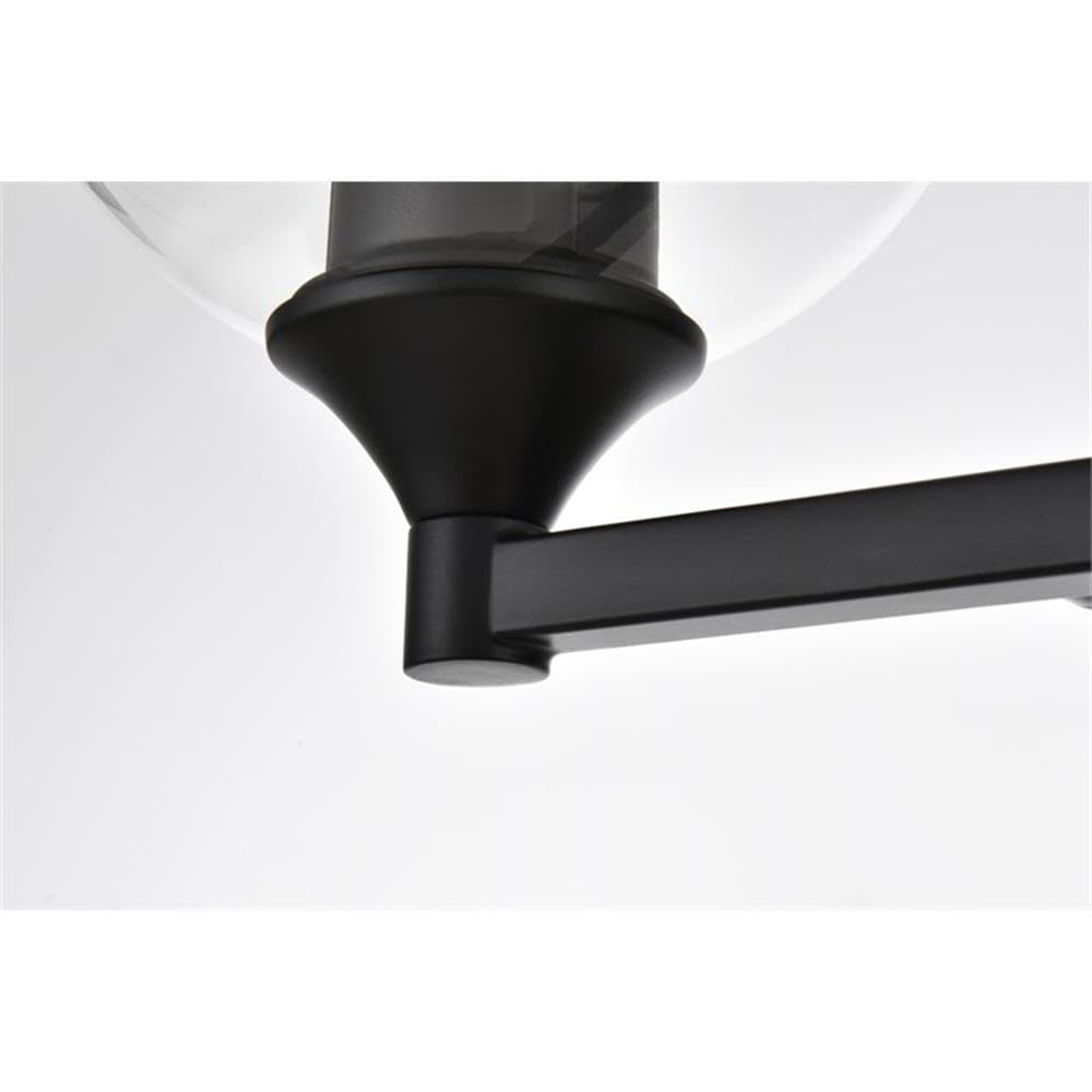 Living District Foster 2-Light Iron & Glass Bath Sconce in Black/Clear