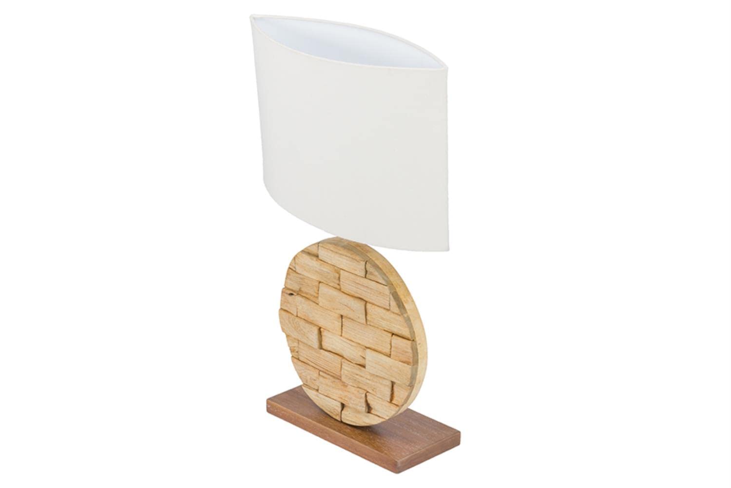 Baxton Studio Budalin Wood And Linen Lamp, White