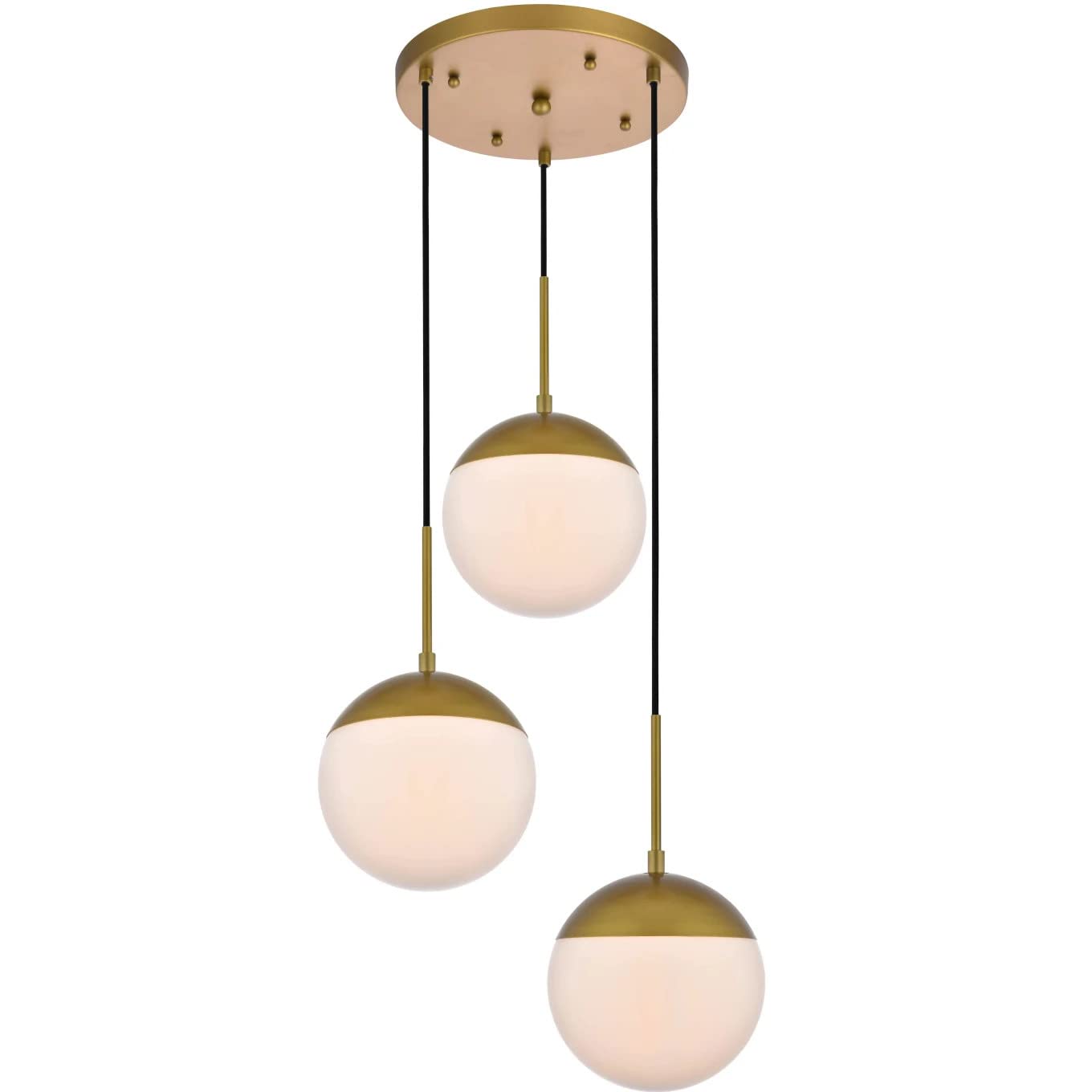 Living District Eclipse 3-Light Metal & Glass Pendant in Brass/Frosted White