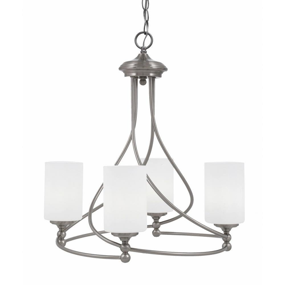 Toltec Lighting 904-BN-310 Capri - 4 Light Uplight Chandelier-22.75 Inches Tall and 20.75 Inches Wide, Finish Color: Brushed Nickel, Glass Color: White Muslin