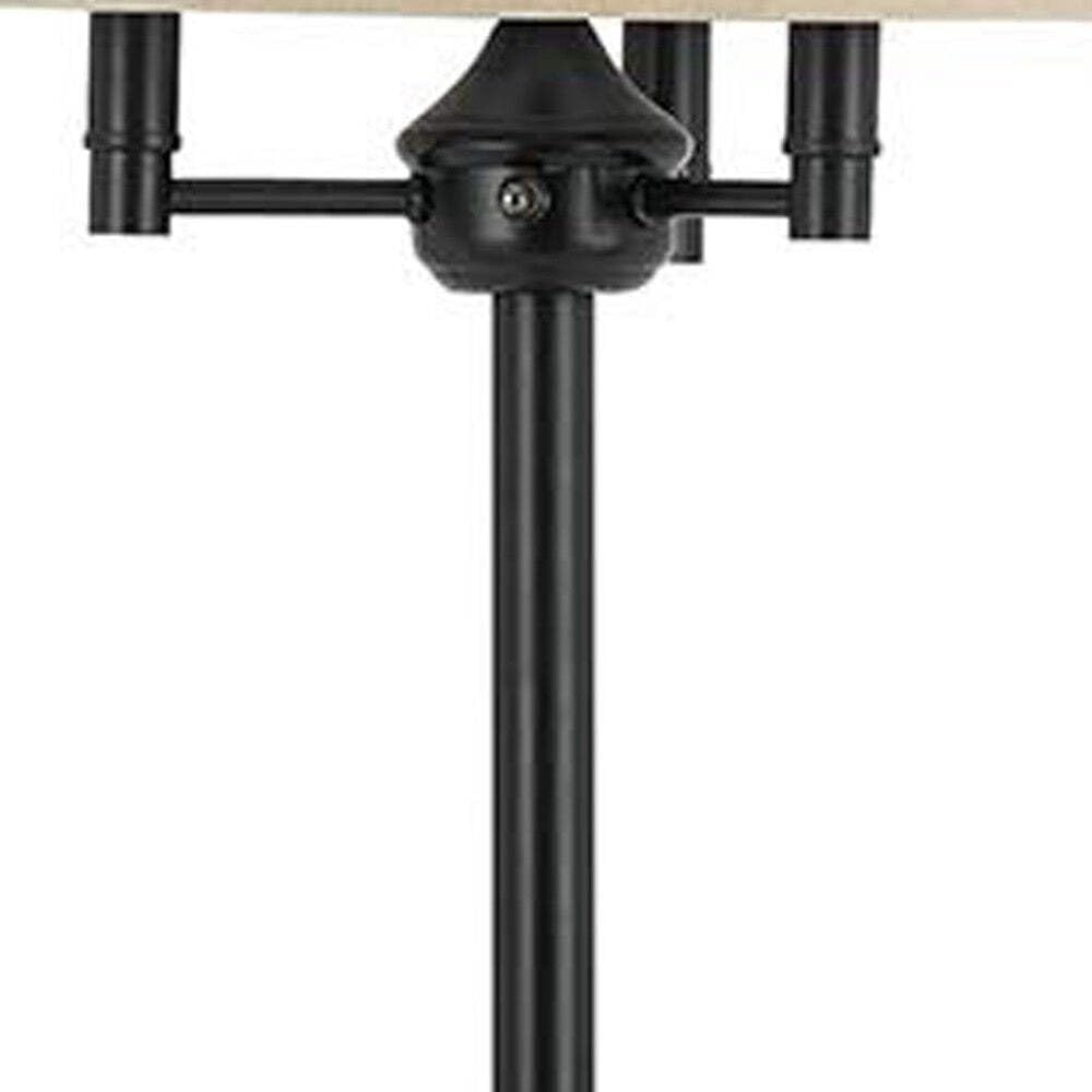 HomeRoots Four Light Floor Lamp, Metal, Traditional Style, 62 in., Beige Square Shade, Bronze Finish