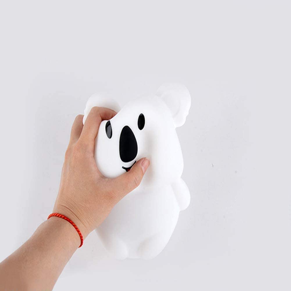 Tianhaixing Animal-Shaped Night Light, Rechargeable Led Silicone Lamp, 9 Colors, Touch & Remote Control, Big Koala, White