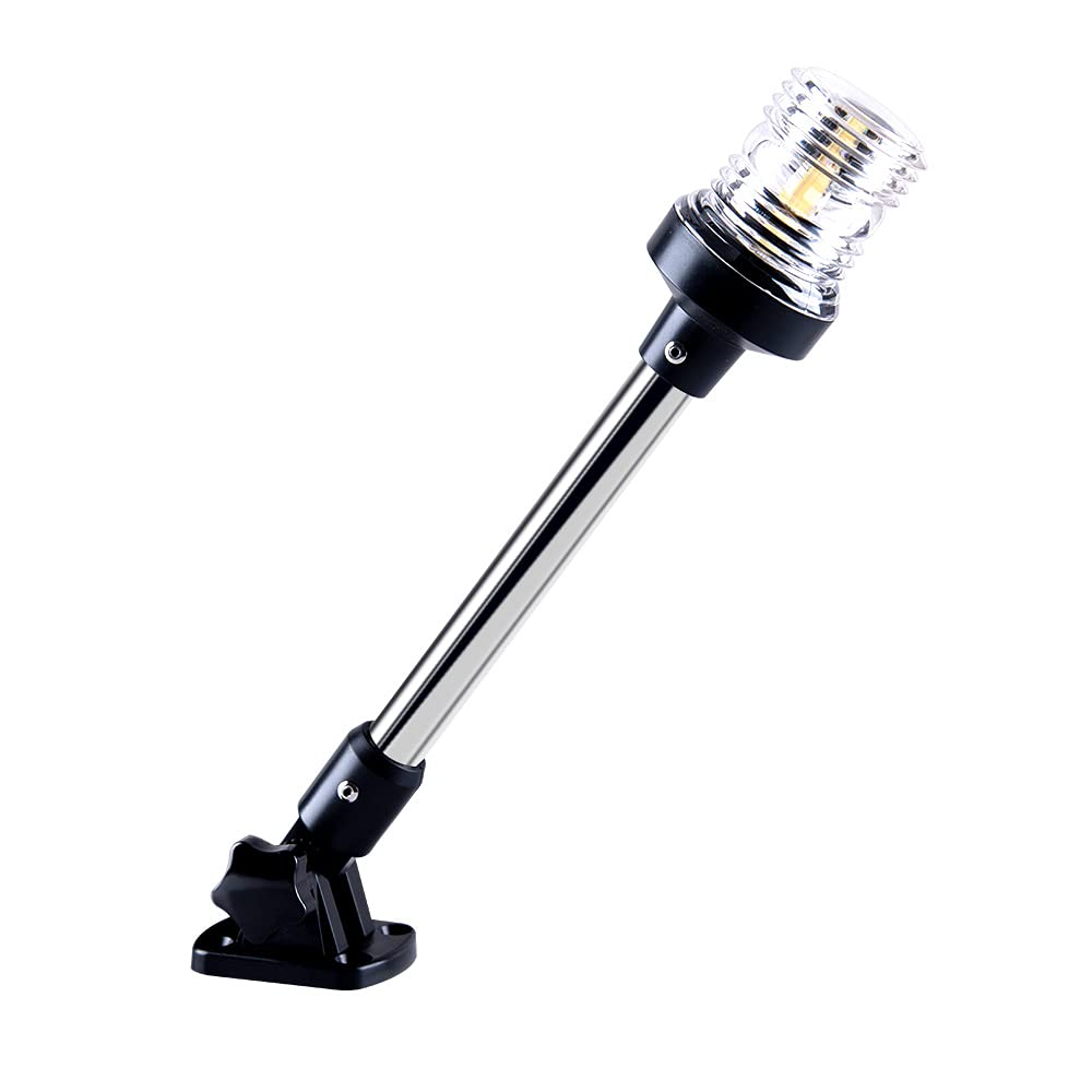 Sebnux LED Boat Stern Light, 9in White, Model STL001, for Pontoon and Fishing Boats, Nature White 5000K