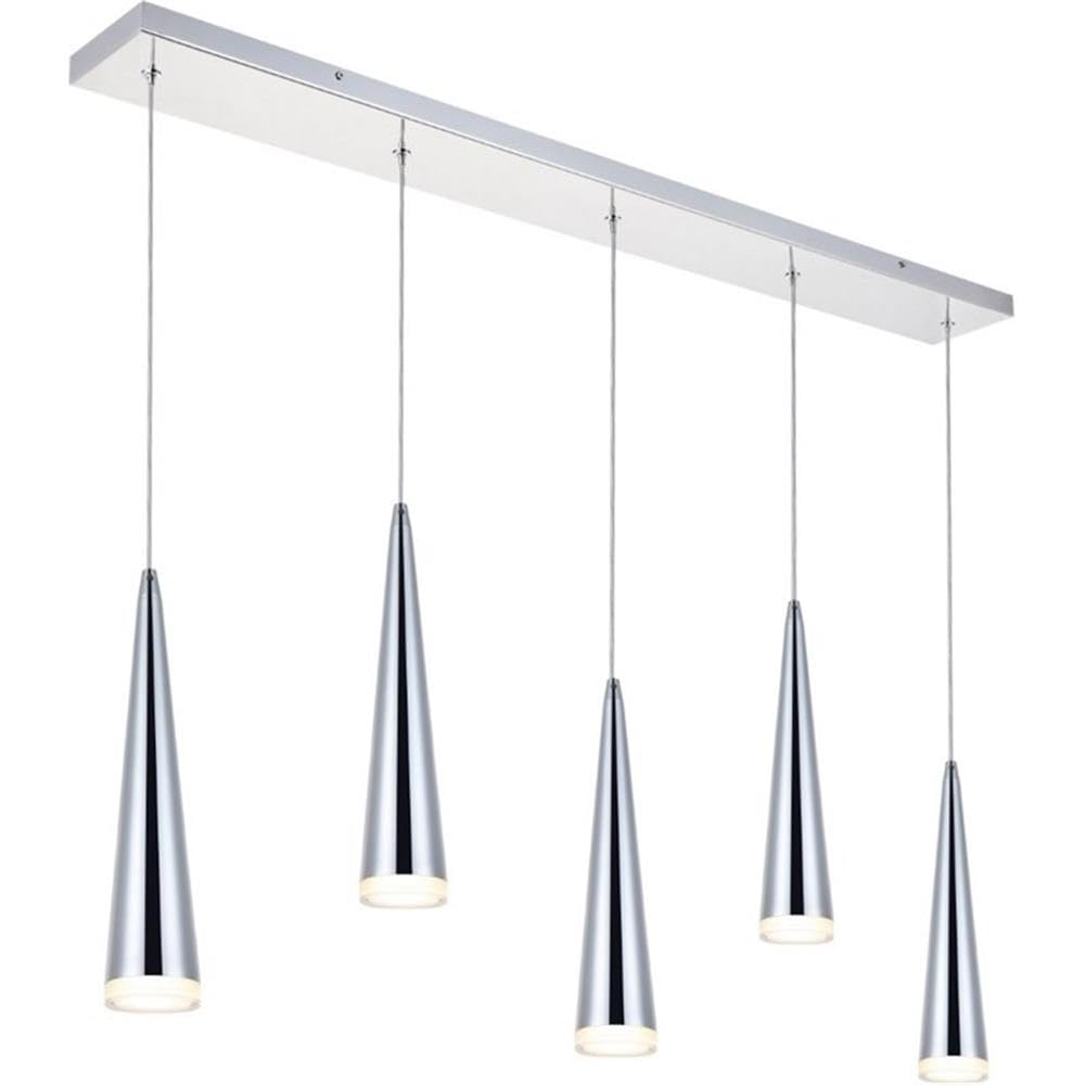 Elegant Lighting 5 Light Led Pendant - Chrome Chandelier For Living Room, Kitchen, Bedroom