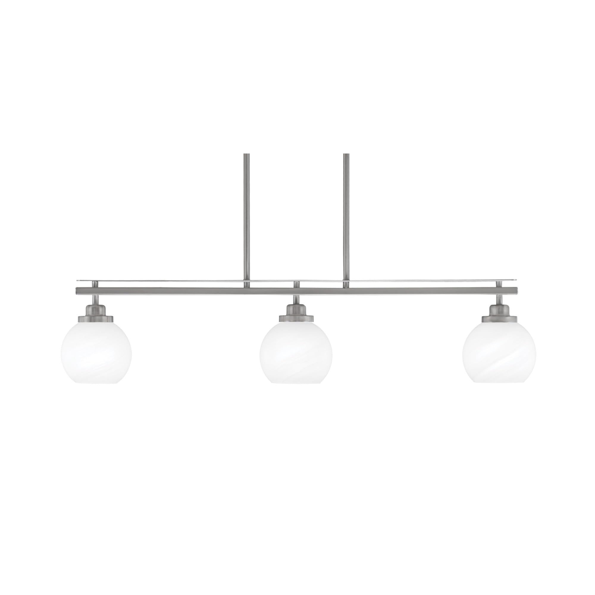 Toltec Lighting Odyssey 3 Light Island Light, Brushed Nickel Finish, 5.75in White Marble Glass