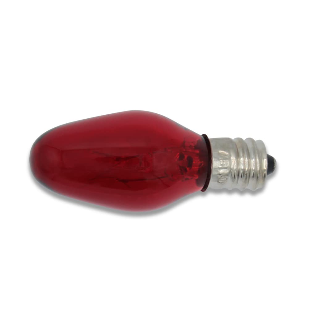 Lumenivo C7 Watt Red Incandescent C7 Colored Night Light Bulbs 7W C7 Red Christmas Village Light Bulbs - Candelabra Base Red Bul