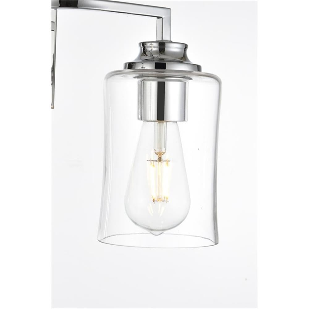 Living District Ronnie 2-Light Iron & Glass Bath Sconce In Chrome/Clear