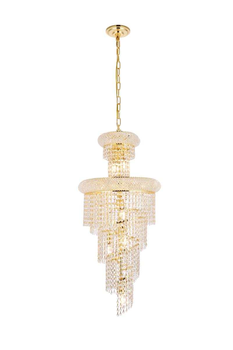 Elegant Lighting 10-Light Spiral Hanging Fixture, Royal Cut Crystals, Chrome Finish, 16in - Model 1800SR16C/RC, Multicolor