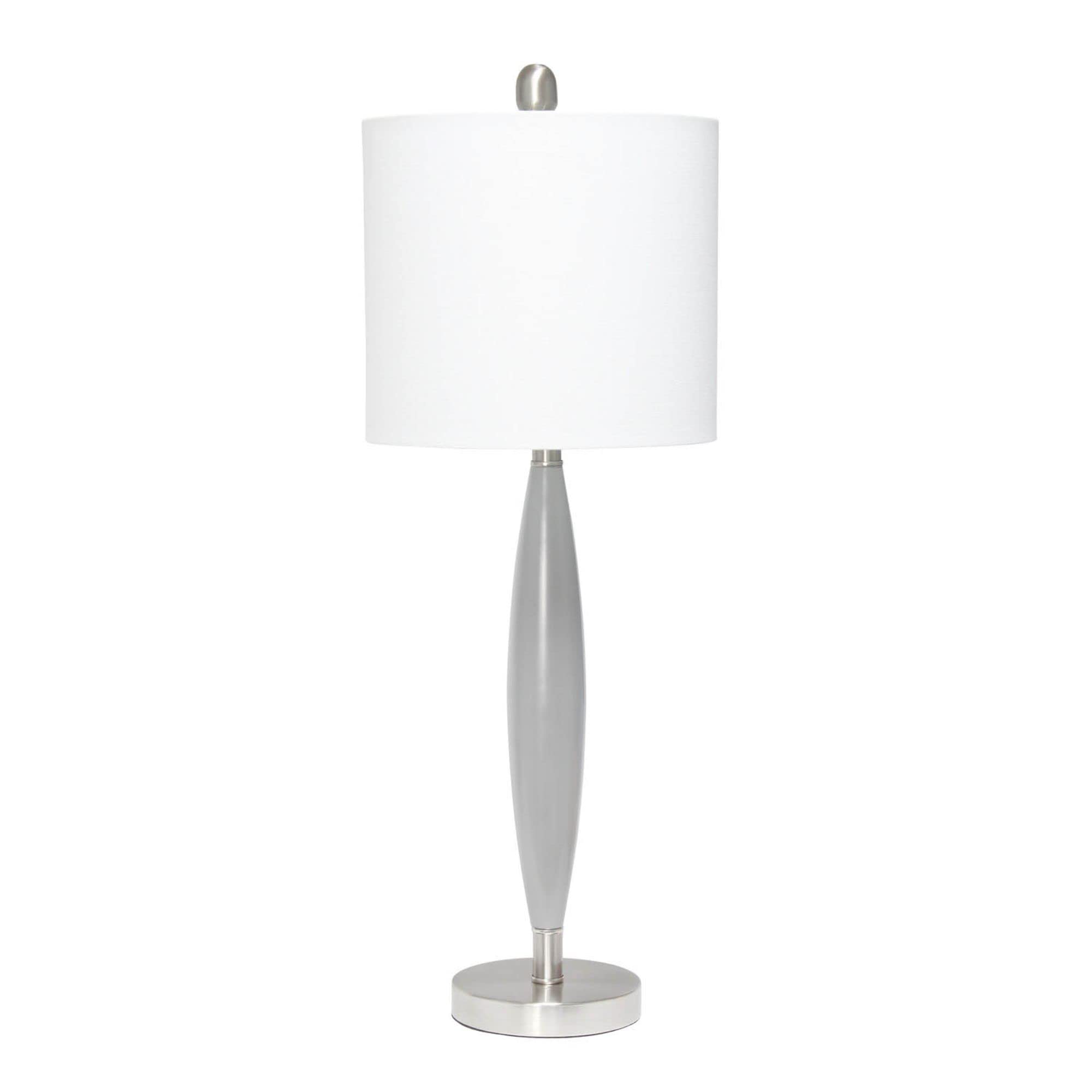 Lalia Home Contemporary Stylus Table Lamp With White Fabric Shade - Gray