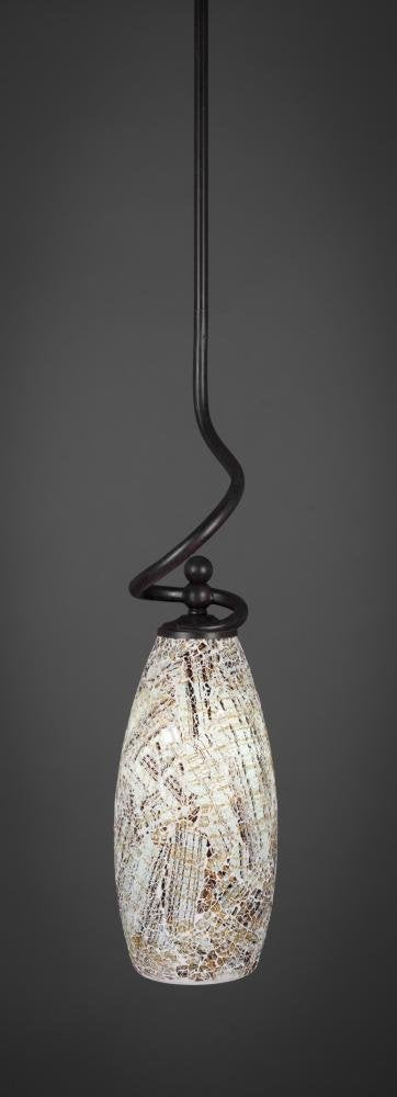 Toltec Lighting 901-DG-5064 Capri Stem Mini Pendant with Hang Straight Swivel with 5.Inch Natural Fusion Glass, Dark Granite Finish