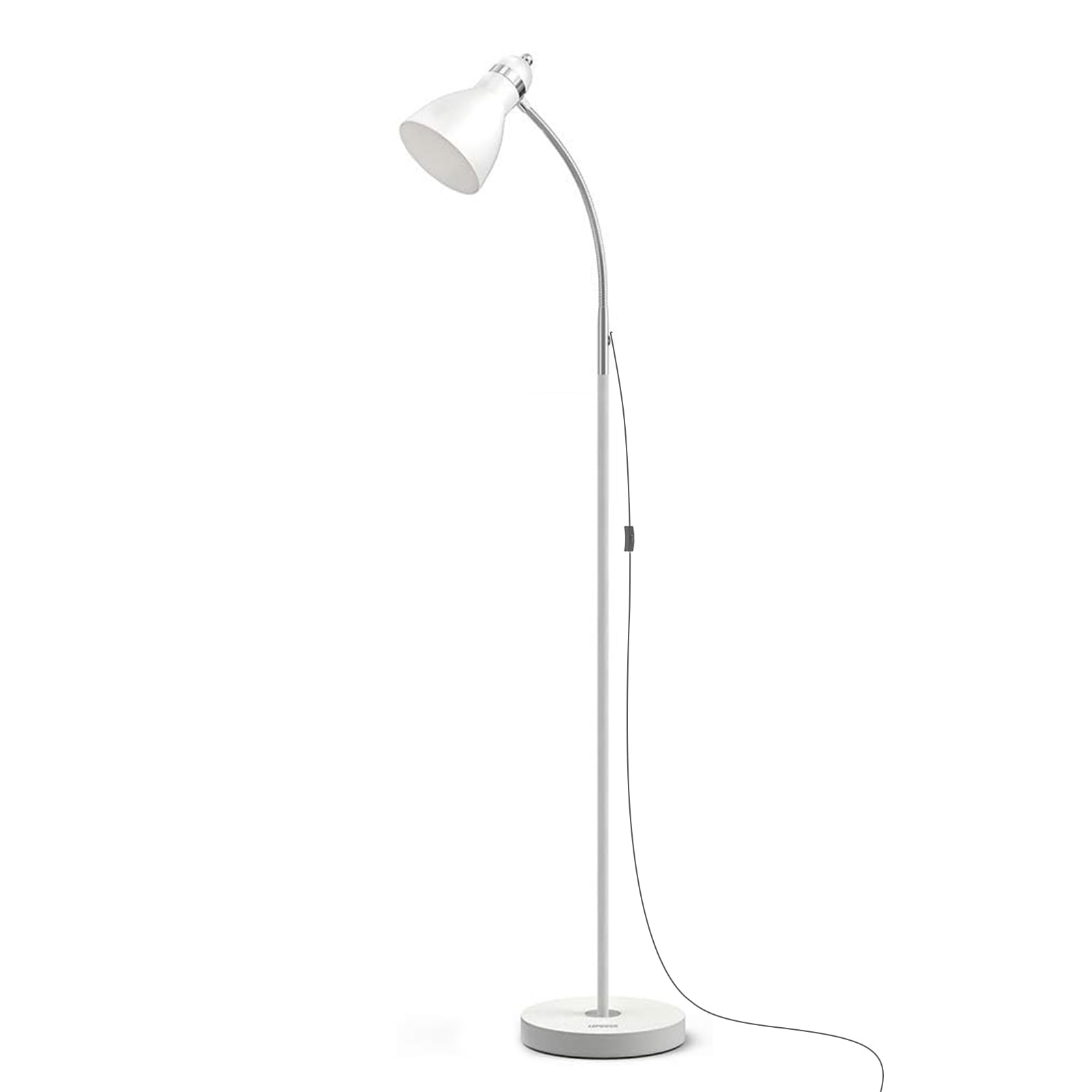 LEPOWER Metal Floor Lamp, Adjustable Goose Neck, E26 Base, Torchiere Light, White, Model UF2012