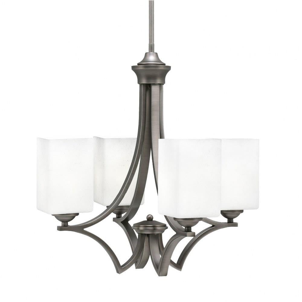 Toltec Lighting 564-GP-531 Zilo - 4 Light Uplight Chandelier-19.75 Inches Tall and 19 Inches Wide, Finish Color: Graphite, Glass Color: White Muslin