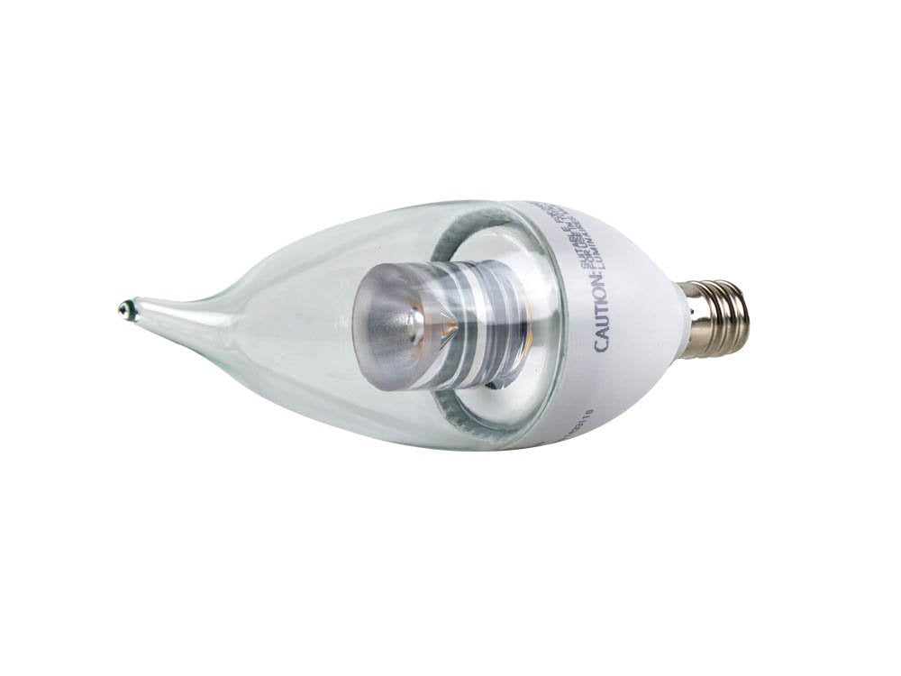 TCP Candelabra LED Bulb, 5W (40W Equiv.), Dimmable, Warm White, Model LED5E12F1127K, Flame Tip, 300 Lm